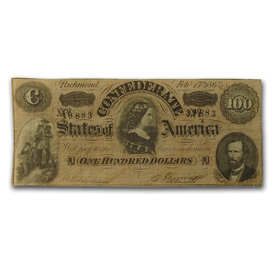 1864 $100 (T-65) Lucy Pickens Fine 1864 $100 (T-65) Lucy Pickens Fine