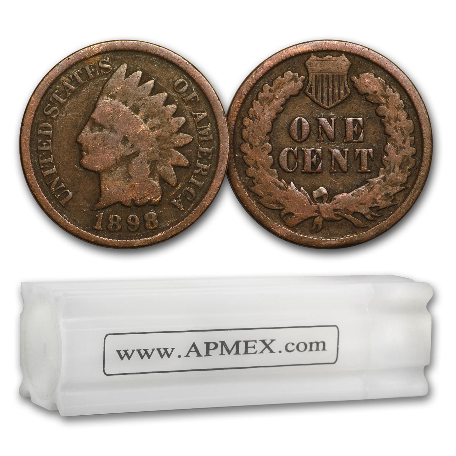 1864-1909 Indian Head Cents 50-Count Rolls Average Circulated