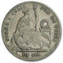 1864-1916 Peru Silver Sol Avg Circ