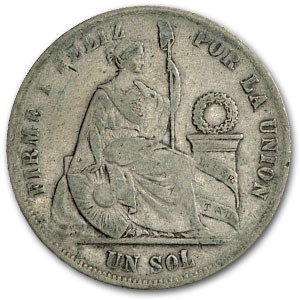 1864-1916 Peru Silver Sol Avg Circ 1864-1916 Peru Silver Sol Avg Circ