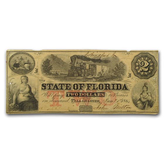1864 $2.00 State of Florida VF 1864 $2.00 State of Florida VF