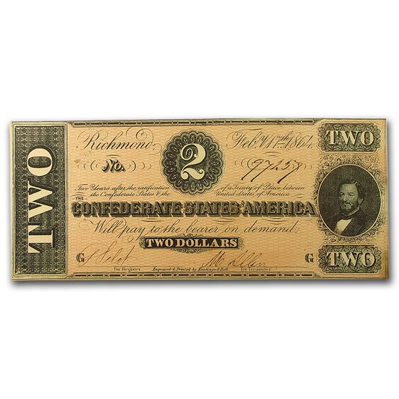 1864 $2.00 (T-70) Judah Benjamin CCU