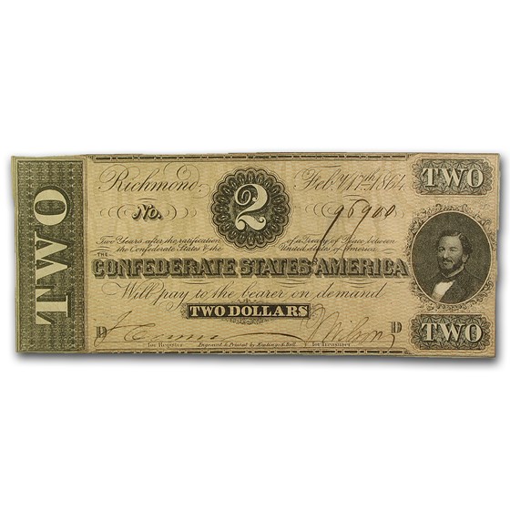 1864 $2.00 (T-70) Judah P. Benjamin XF 1864 $2.00 (T-70) Judah P. Benjamin XF