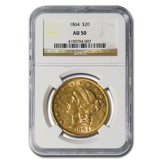 1864 $20 Liberty Gold Double Eagle AU-50 NGC 1864 $20 Liberty Gold Double Eagle AU-50 NGC