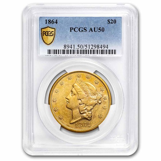 1864 $20 Liberty Gold Double Eagle AU-50 PCGS 1864 $20 Liberty Gold Double Eagle AU-50 PCGS
