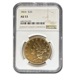 1864 $20 Liberty Gold Double Eagle AU-53 NGC