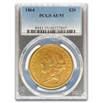 1864 $20 Liberty Gold Double Eagle AU-55 PCGS