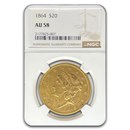 1864 $20 Liberty Gold Double Eagle AU-58 NGC