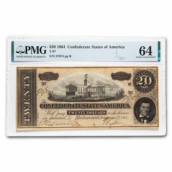 1864 $20 (T-67) Capitol @ Nashville, TN Choice CU-64 PMG 1864 $20 (T-67) Capitol @ Nashville, TN Choice CU-64 PMG