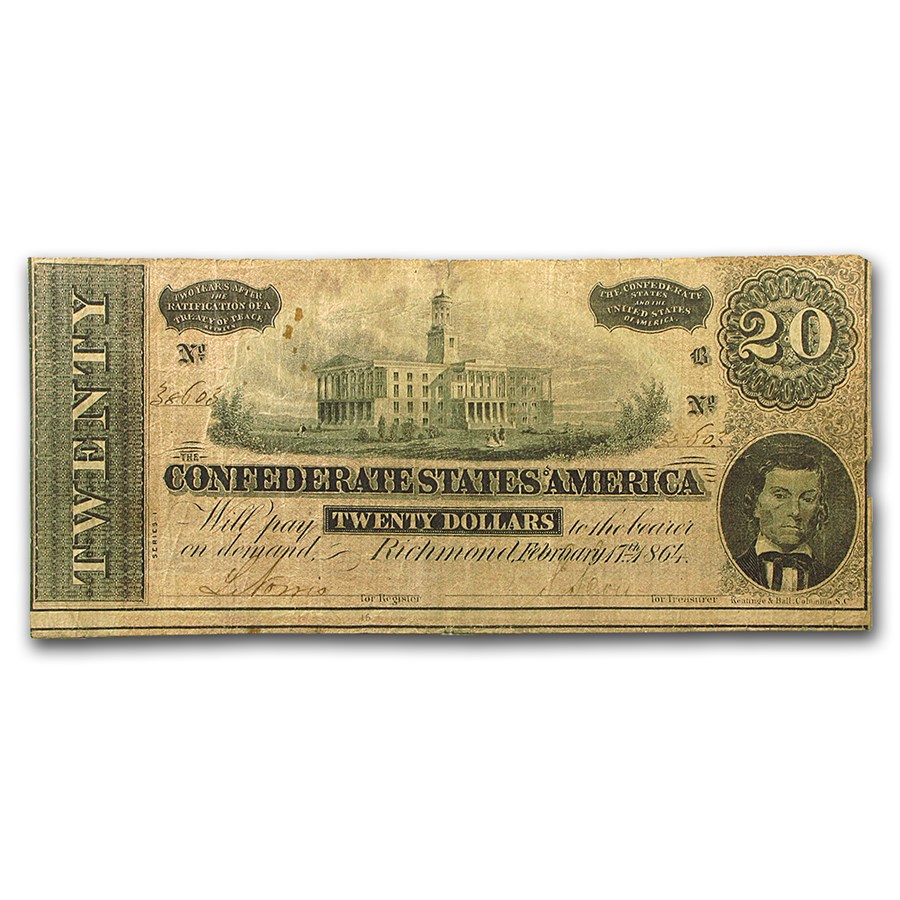 1864 $20 (T-67) Capitol @ Nashville, TN VG-VF