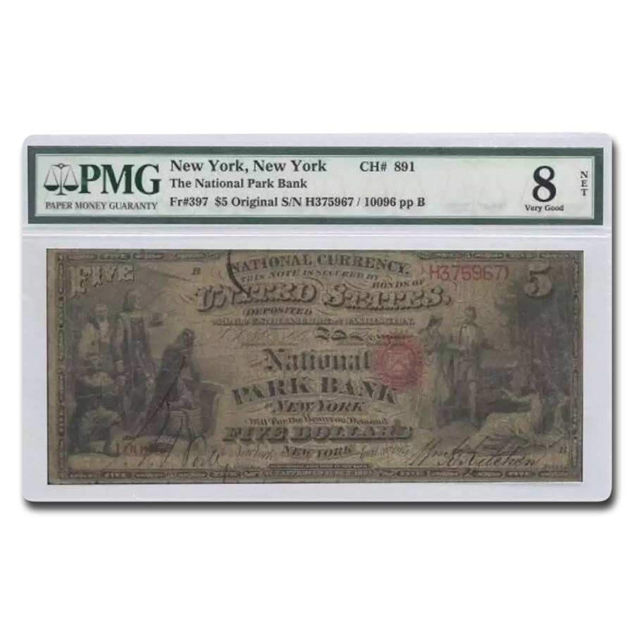1864 $5.00 New York, New York VG-8 PMG Net (Fr#397) CH#891