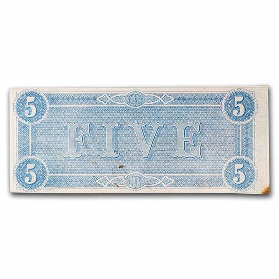 1864 $5.00 (T-69) Capitol @ Richmond, VA CU Details 1864 $5.00 (T-69) Capitol @ Richmond, VA CU Details