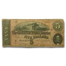 1864 $5.00 (T-69) State Capitol @ Richmond VG-VF