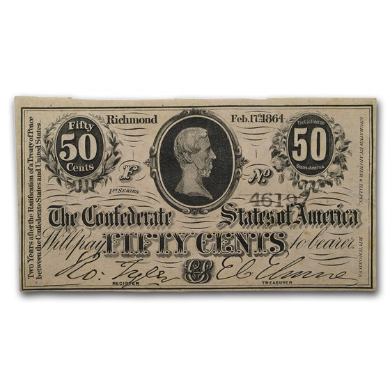 1864 50 Cents (T-63) Jefferson Davis CU 1864 50 Cents (T-63) Jefferson Davis CU