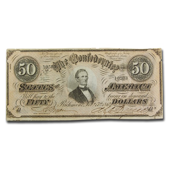 1864 $50 (T-66) Jefferson Davis VF Details