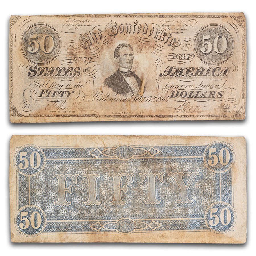 1864 $50 (T-66) Jefferson Davis VG