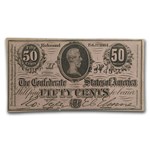 1864 $.50 (T-72) Bust of Jefferson Davis Richmond, VA CCU