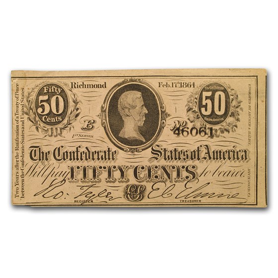 1864 $.50 (T-72) Bust of Jefferson Davis XF 1864 $.50 (T-72) Bust of Jefferson Davis XF