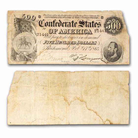 1864 $500 (T-64) Stonewall Jackson Fine Details