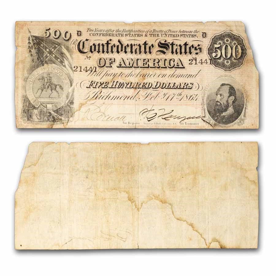 1864 $500 (T-64) Stonewall Jackson Fine Details