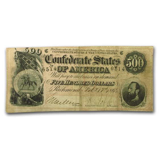 1864 $500 (T-64) Stonewall Jackson VF 1864 $500 (T-64) Stonewall Jackson VF