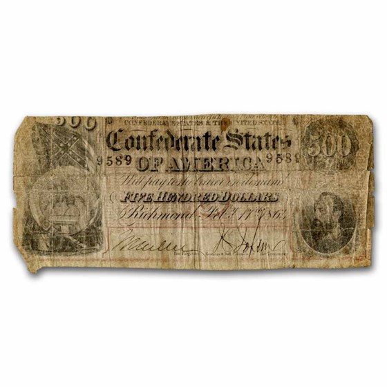 1864 $500 (T-64) Stonewall Jackson VG 1864 $500 (T-64) Stonewall Jackson VG
