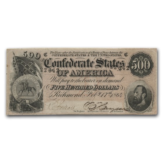 1864 $500 (T-64) Stonewall Jackson XF