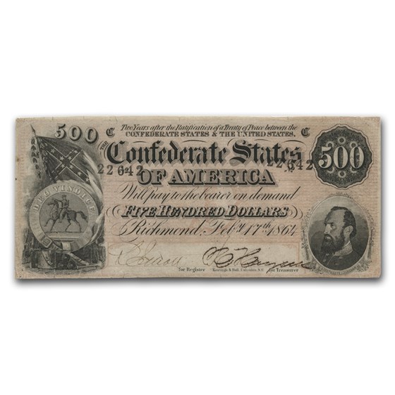 1864 $500 (T-64) Stonewall Jackson XF 1864 $500 (T-64) Stonewall Jackson XF