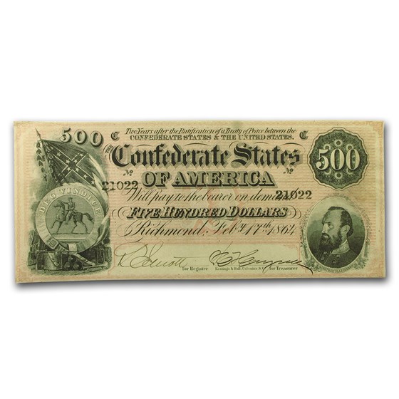 1864 $500 (T-64) Washington-Jackson AU 1864 $500 (T-64) Washington-Jackson AU