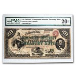 1864-65 $20.00 Compound Treasury Note VF-20 PMG (Fr#191A) Net