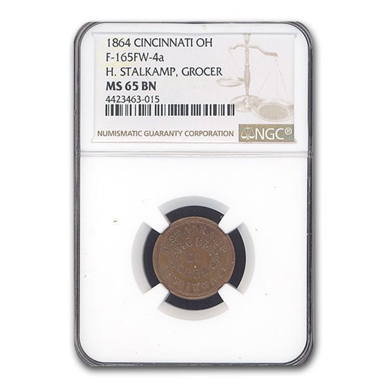 1864 Cincinnati OH H. Stalkamp Grocer Civil War Token MS-65 NGC 1864 Cincinnati OH H. Stalkamp Grocer Civil War Token MS-65 NGC