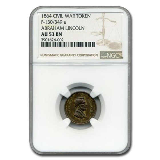 1864 Civil War Token Abraham Lincoln AU-53 NGC (Brown) 1864 Civil War Token Abraham Lincoln AU-53 NGC (Brown)