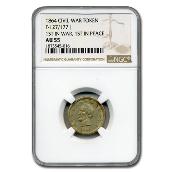 1864 Civil War Token Abraham Lincoln AU-55 NGC 1864 Civil War Token Abraham Lincoln AU-55 NGC