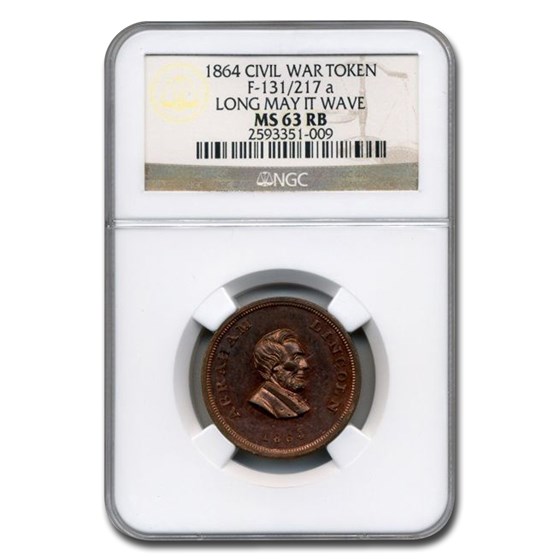 1864 Civil War Token Abraham Lincoln MS-63 NGC (Red/Brown) 1864 Civil War Token Abraham Lincoln MS-63 NGC (Red/Brown)