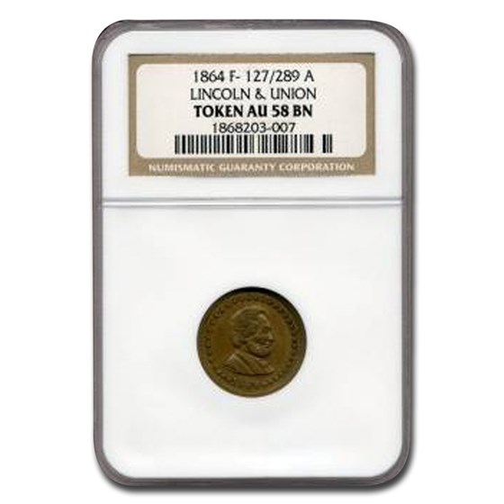1864 Civil War Token Abraham Lincoln & Union AU-58 NGC (Brown) 1864 Civil War Token Abraham Lincoln & Union AU-58 NGC (Brown)