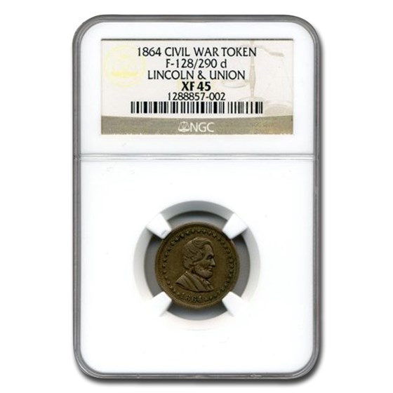 1864 Civil War Token Abraham Lincoln & Union XF-45 NGC 1864 Civil War Token Abraham Lincoln & Union XF-45 NGC