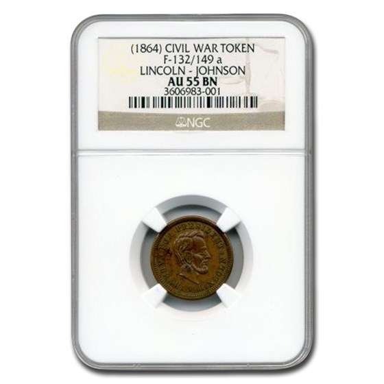 1864 Civil War Token Lincoln-Johnson AU-55 NGC (Brown) 1864 Civil War Token Lincoln-Johnson AU-55 NGC (Brown)