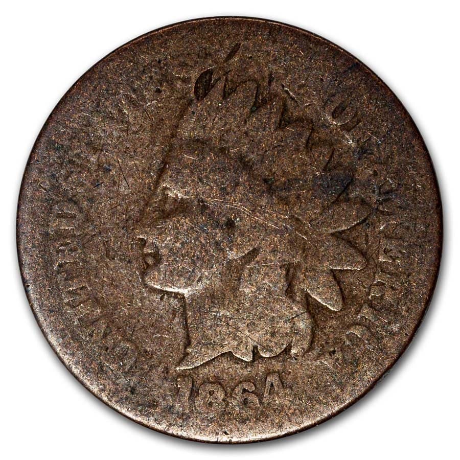 1864 Indian Head Cent AG (L on Ribbon)