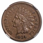 1864 Indian Head Cent AU-53 NGC (L on Ribbon)