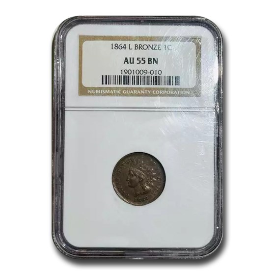 1864 Indian Head Cent AU-55 NGC (L On Ribbon) 1864 Indian Head Cent AU-55 NGC (L On Ribbon)
