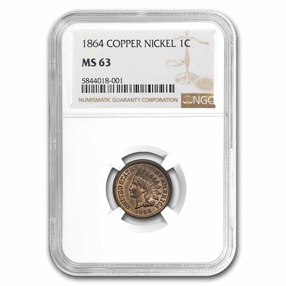1864 Indian Head Cent Copper Nickel MS-63 NGC 1864 Indian Head Cent Copper Nickel MS-63 NGC