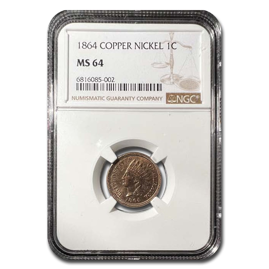 1864 Indian Head Cent Copper Nickel MS-64 NGC