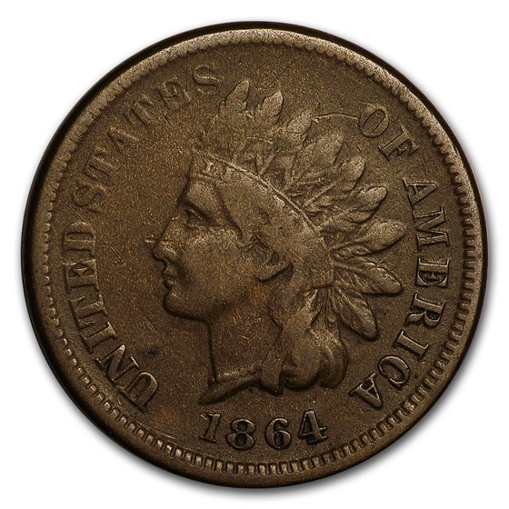 1864 Indian Head Cent Fine (L on Ribbon) 1864 Indian Head Cent Fine (L on Ribbon)