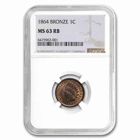 1864 Indian Head Cent MS-63 NGC (Red/Brown) 1864 Indian Head Cent MS-63 NGC (Red/Brown)