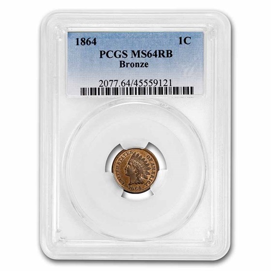 1864 Indian Head Cent MS-64 PCGS (Red/Brown Bronze) 1864 Indian Head Cent MS-64 PCGS (Red/Brown Bronze)