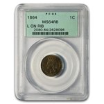 1864 Indian Head Cent MS-64 PCGS (Red/Brown, L on Ribbon)