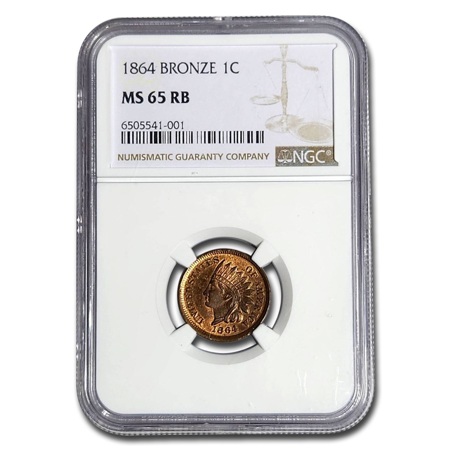 1864 Indian Head Cent MS-65 NGC (Red/Brown, Bronze)