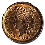 1864 Indian Head Cent MS-65 NGC (Red/Brown, Bronze)