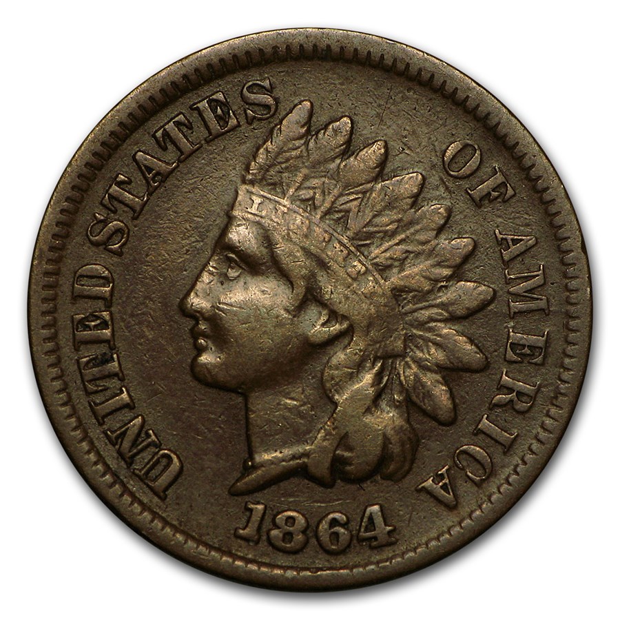 1864 Indian Head Cent VF (L on Ribbon)