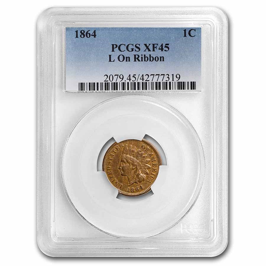 1864 Indian Head Cent XF-45 PCGS (L on Ribbon)